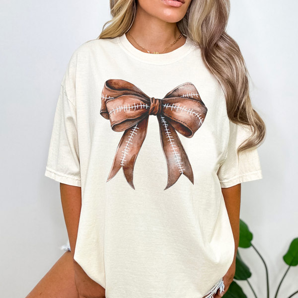 Football Coquette Bow Tee, Football Graphic Tee, Football Mom, Football Bow, Game Day Shirt