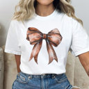 Small White Football Coquette Bow Tee, Football Graphic Tee, Football Mom, Football Bow, Game Day Shirt