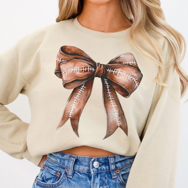 Football Coquette Bow Sweatshirt, Football Sweatshirt, Football Mom, Football Bow, Game Day