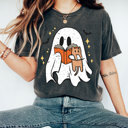 Small Pepper Cute Reading Ghost Tee, Halloween Shirt, Comfort Colors, Distressed Ghost, Graphic Tee