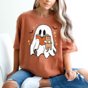 Small Yam Cute Reading Ghost Tee, Halloween Shirt, Comfort Colors, Distressed Ghost, Graphic Tee