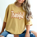  Thankful Distressed Graphic Tee, Cute Thanksgiving Tee, Thankful Tshirt, Thanksgiving Outfit, Comfort Colors