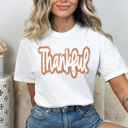  Thankful Distressed Graphic Tee, Cute Thanksgiving Tee, Thankful Tshirt, Thanksgiving Outfit, Comfort Colors