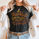 Large Black Thankful for My Little Turkeys, Thanksgiving Graphic Tee, Thanksgiving Teacher Tee, Thanksgiving Mama Tee, Cute Thanksgiving Shirt