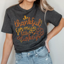 Large Charcoal Thankful for My Little Turkeys, Thanksgiving Graphic Tee, Thanksgiving Teacher Tee, Thanksgiving Mama Tee, Cute Thanksgiving Shirt