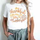 Large White Thankful for My Little Turkeys, Thanksgiving Graphic Tee, Thanksgiving Teacher Tee, Thanksgiving Mama Tee, Cute Thanksgiving Shirt