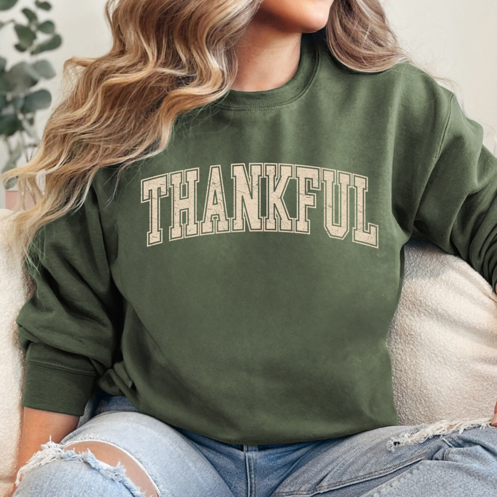 Thankful University Sweatshirt, Thanksgiving Sweatshirt, Thankful Sweatshirt, Fall Crew Neck, Cute Thanksgiving Outfit