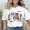 XL White Trendy Spooky Graphic Tee, Halloween Shirt, Fall Graphic Tee, Cute Halloween Shirt