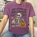 XXL Berry Just Waiting For Halloween Graphic Tee, Funny Halloween Shirt, Skelenton Tee, Hallowen Graphic Tee