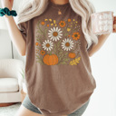 XXL Espresso Trendy Fall Flowers Graphic Tee, Cute Fall Shirt, Fall Wardrobe, Pumpkin Graphic Tee, Fall Flowers Shirt