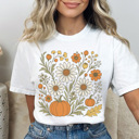 XXL White Trendy Fall Flowers Graphic Tee, Cute Fall Shirt, Fall Wardrobe, Pumpkin Graphic Tee, Fall Flowers Shirt