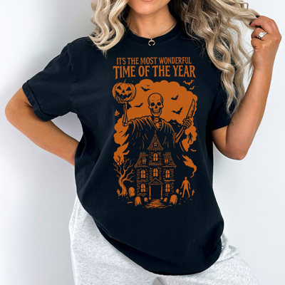 Most Wonderful Halloween Time Graphic Tee, Spooky Shirt, Hallowen Graphic Tee, Skeleton Shirt
