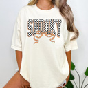 Small Ivory Spooky Checkered Graphic Tee, Cute Halloween Shirt, Spooky Season Shirt, Comfort Colors