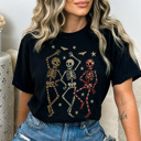 XXL Black Dancing Trendy Skeletons Graphic Tee, Cute Halloween Shirt, Trendy Halloween, Skeleton Shirt, Spooky Season
