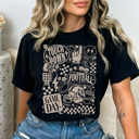 Small Black  Football Vibes Graphic Tee, Vintage Football Shirt, Retro Football Shirt, Game Day Tee, Football Mom Tee