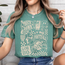 XL Light Green Football Vibes Graphic Tee, Vintage Football Shirt, Retro Football Shirt, Game Day Tee, Football Mom Tee