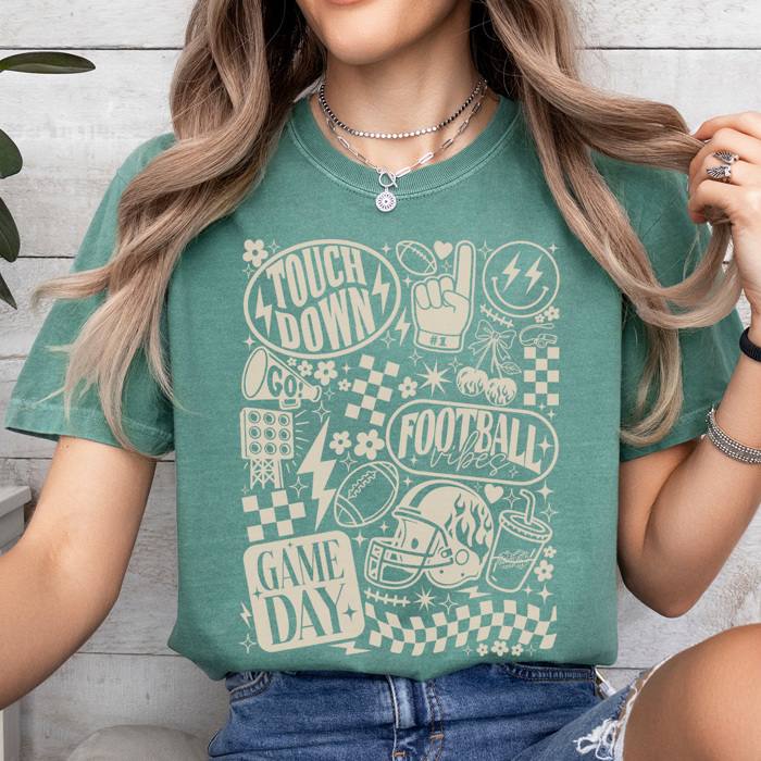 Football Vibes Graphic Tee, Vintage Football Shirt, Retro Football Shirt, Game Day Tee, Football Mom Tee