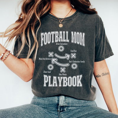 Football Mom Playbook Graphic Tee, Game Day Shirt, Football Mom Tee