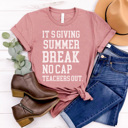 XXL Mauve Summer Break No Cap Graphic Tee, Teacher Graphic Tee, Summer Break Shirt, Teacher Appreciation, Teacher Gift
