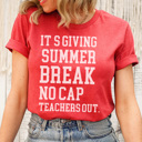 XXL Heather Red Summer Break No Cap Graphic Tee, Teacher Graphic Tee, Summer Break Shirt, Teacher Appreciation, Teacher Gift
