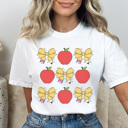Medium White Teacher Coquette Grid Graphic Tee, Back To School Shirt, Cute Teacher Shirt, Teacher Appreciation