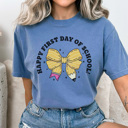 XXL Blue Jean Happy First Day Coquette Bow Graphic Tee, Back To School Shirt, Cute Teacher Shirt, Teacher Appreciation