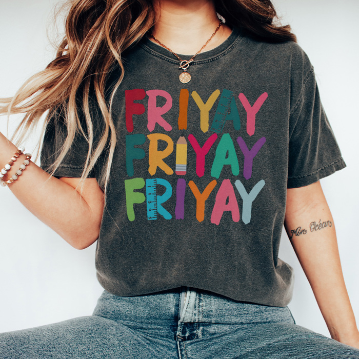 Friyay Teacher Graphic Tee, Cute Teacher Shirt, Back to School, Teacher Gift