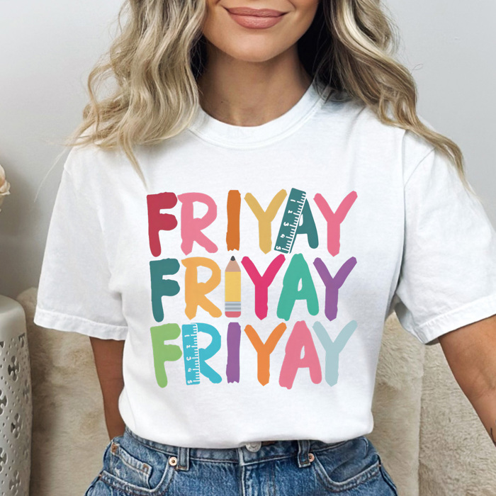 Friyay Teacher Graphic Tee, Cute Teacher Shirt, Back to School, Teacher Gift