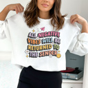  No Negative Vibes, Positive Vibes Sweatshirt, Cute Graphic Sweatshirt, Trendy Sweatshirt, Retro Sweatshirt, Smiley Sweatshirt, Groovy