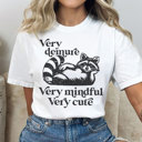 Small White Very Demure Raccoon Funny Graphic Tee