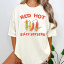 Large Ivory Red Hot Silly Peppers Graphic Tee, Funny Graphic Tee, Rock and Roll Shirt, Chili Peppers, Sarcastic Shirt, Unisex Tee, Husband Gift