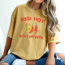 Large Mustard Red Hot Silly Peppers Graphic Tee, Funny Graphic Tee, Rock and Roll Shirt, Chili Peppers, Sarcastic Shirt, Unisex Tee, Husband Gift