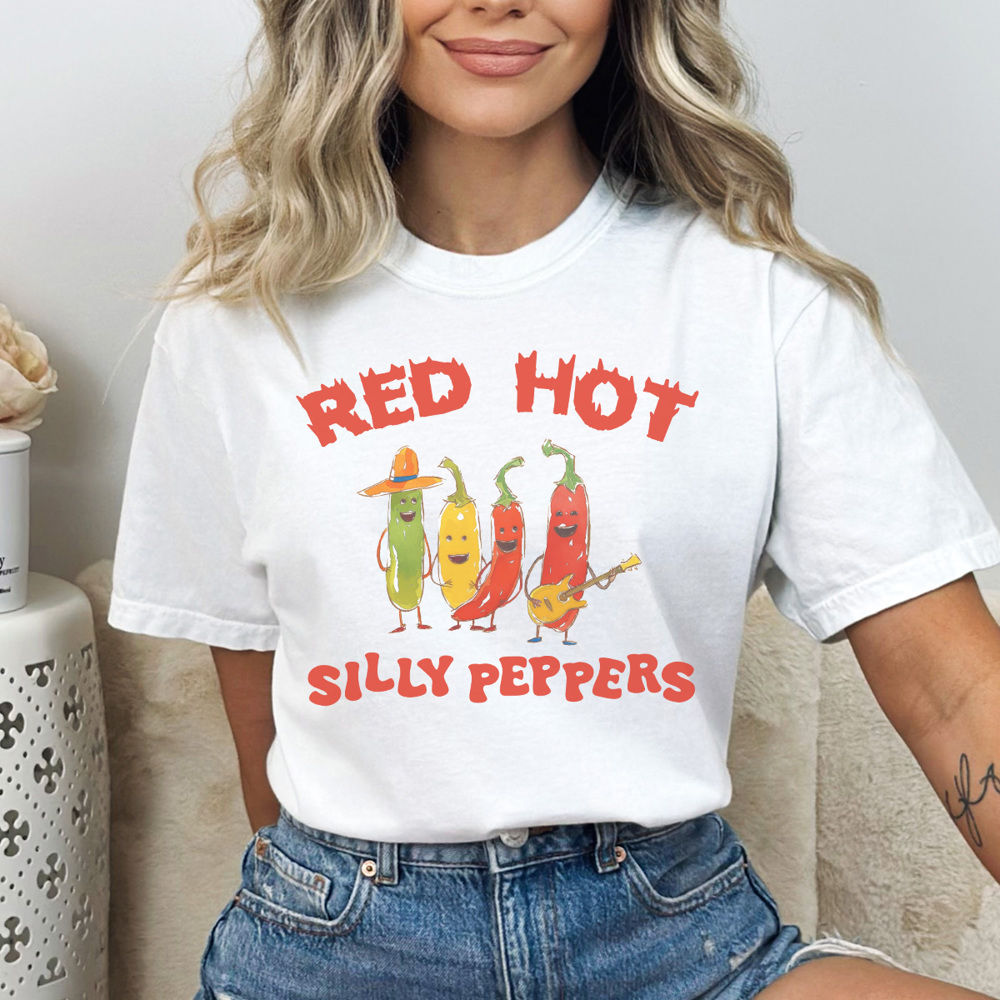 Red Hot Silly Peppers Graphic Tee, Funny Graphic Tee, Rock and Roll Shirt, Chili Peppers, Sarcastic Shirt, Unisex Tee, Husband Gift