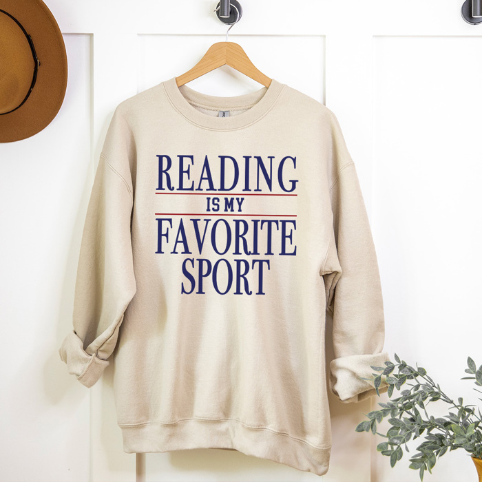 Reading Is My Favorite Sport Graphic Sweatshirt, Reading Sweatshirt, Retro Sweatshirt, Vintage Sweatshirt, Funny Graphic Sweatshirt