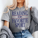 Large Gray Reading Is My Favorite Sport Graphic Tee, Reading Shirt, Retro Shirt, Vintage Shirt, Funny Graphic Tee