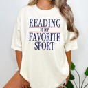 Large Ivory Reading Is My Favorite Sport Graphic Tee, Reading Shirt, Retro Shirt, Vintage Shirt, Funny Graphic Tee