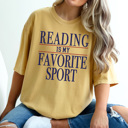 Large Mustard Reading Is My Favorite Sport Graphic Tee, Reading Shirt, Retro Shirt, Vintage Shirt, Funny Graphic Tee