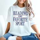 Large White Reading Is My Favorite Sport Graphic Tee, Reading Shirt, Retro Shirt, Vintage Shirt, Funny Graphic Tee