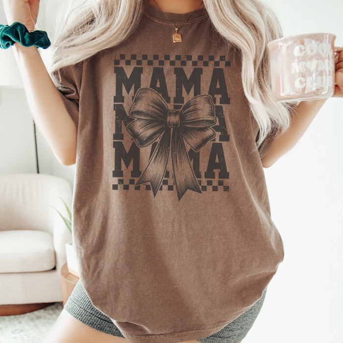 Cute Mama Bow Graphic Tee, Mama Coquette Bow Shirt, Trendy Mama Shirt, Mama Graphic Tee, Tired Mom, Cute Mom Shirt