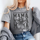 Large Gray Cute Mama Bow Graphic Tee, Mama Coquette Bow Shirt, Trendy Mama Shirt, Mama Graphic Tee, Tired Mom, Cute Mom Shirt