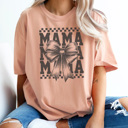 XXL Peachy Cute Mama Bow Graphic Tee, Mama Coquette Bow Shirt, Trendy Mama Shirt, Mama Graphic Tee, Tired Mom, Cute Mom Shirt