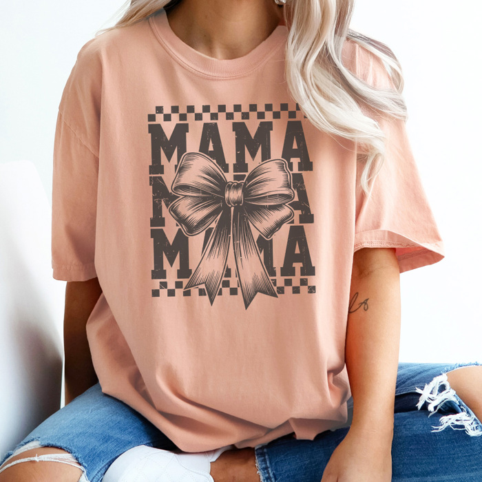 Cute Mama Bow Graphic Tee, Mama Coquette Bow Shirt, Trendy Mama Shirt, Mama Graphic Tee, Tired Mom, Cute Mom Shirt