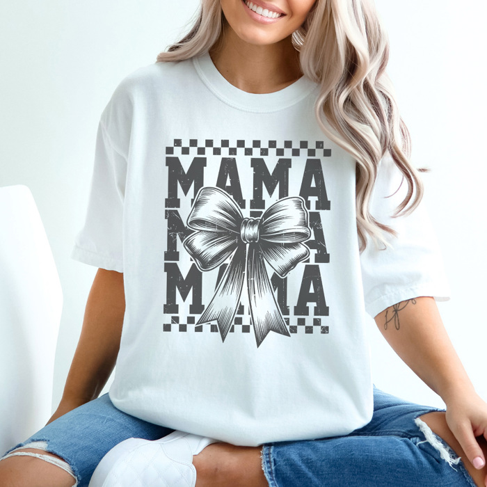 Cute Mama Bow Graphic Tee, Mama Coquette Bow Shirt, Trendy Mama Shirt, Mama Graphic Tee, Tired Mom, Cute Mom Shirt