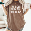  I'm Nice Than My Face Looks Graphic Tee, Funny Graphic Tee, Resting Face Shirt, Comfort Colors, Adult Unisex Sizing