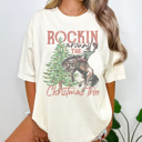  Rockin Around The Christmas Tree Cowboy, Western Christmas Shirt, Cowboy Christmas Shirt, Vintage Christmas Graphic Tee, Western Tee