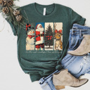  Vintage Christmas Graphic Tee, Vintage Christmas Characters, Snowman, Santa Claus, Christmas Tree, Reindeer, Boho Christmast