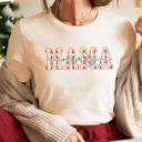 Large Cream Checkered Merry Mama Graphic Tee, Cute Christmas Shirt, Christmas Mama, Mama Claus Shirt, Merry Mama