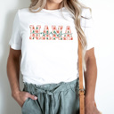 Large White Checkered Merry Mama Graphic Tee, Cute Christmas Shirt, Christmas Mama, Mama Claus Shirt, Merry Mama