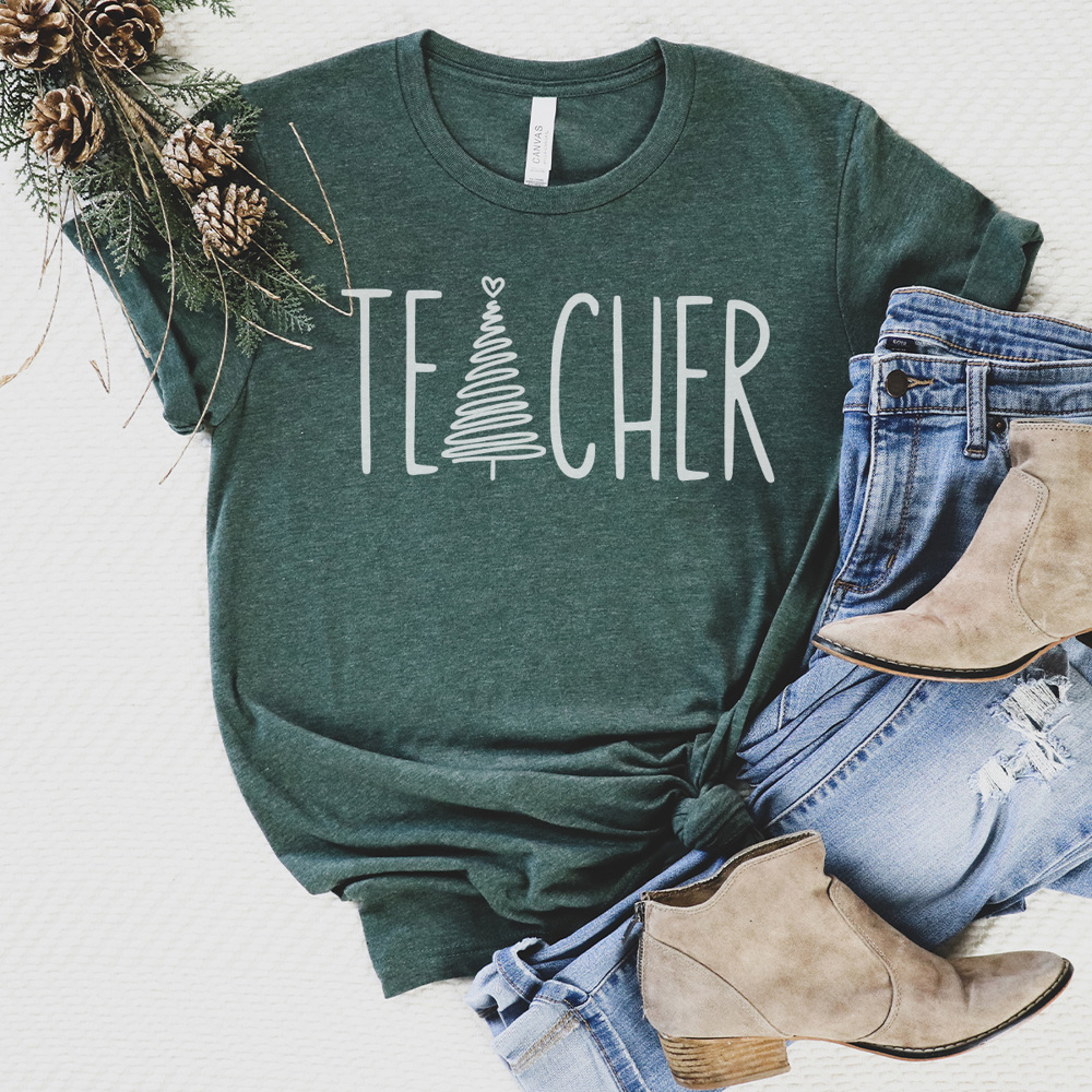 Christmas Teacher Graphic Tee, Cute Christmas Shirt, Teacher Shirt, Teacher Christmas Gift, Educator Christmas