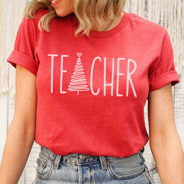 Christmas Teacher Graphic Tee, Cute Christmas Shirt, Teacher Shirt, Teacher Christmas Gift, Educator Christmas